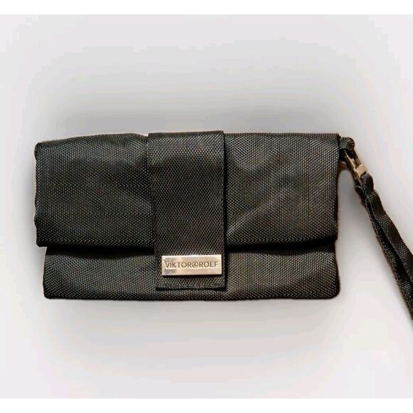 VIKTOR & ROLF KLM Inflight Zippered Folding Pouch Wristlet Black Never Used - Picture 1 of 12